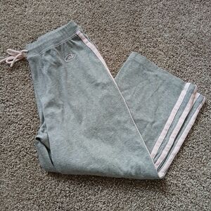 🧚‍♀️BW Sport Grey & Pink Stripe Cropped Jogger Sweatpants Y2K